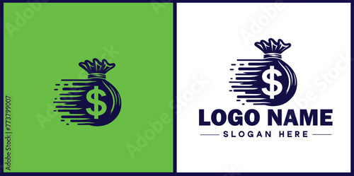 money bag logo icon vector for business brand app icon dollar Sack cash bank  financial logo template
