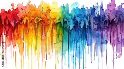 Abstract colorful rainbow color painting illustration.