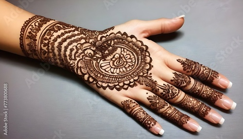 Exquisite Intricate Henna Design On A Hand With D