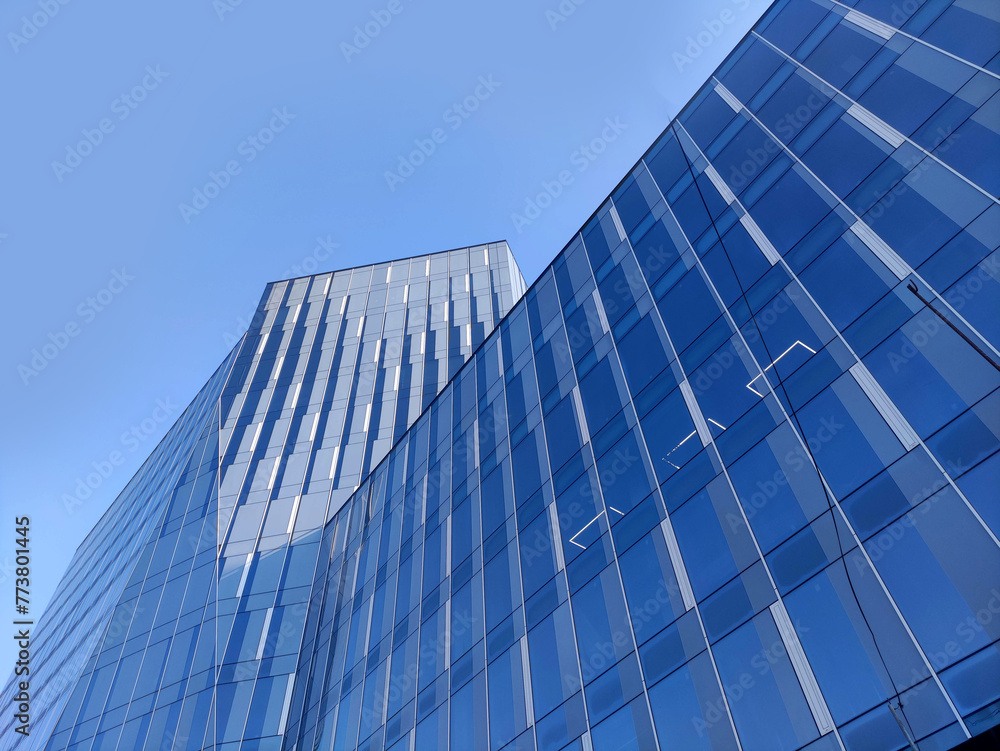 Modern office buildding over blue sky background