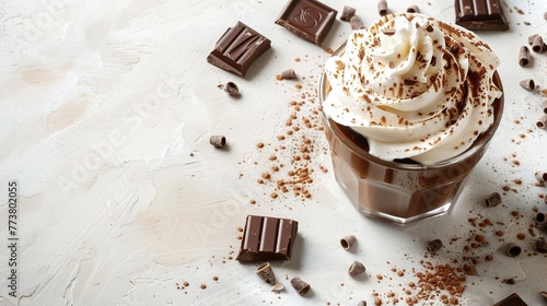 chocolate frappe with vanilla whipped cream photo