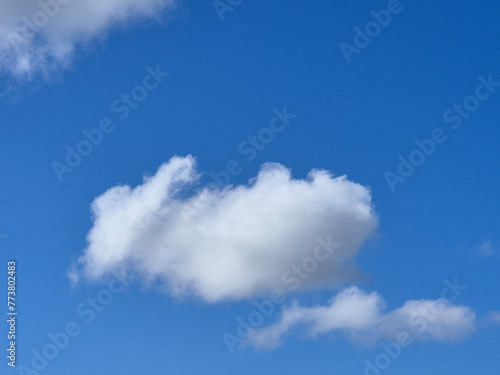 Single white fluffy cumulus cloud in the blue summer sky © Studio-M