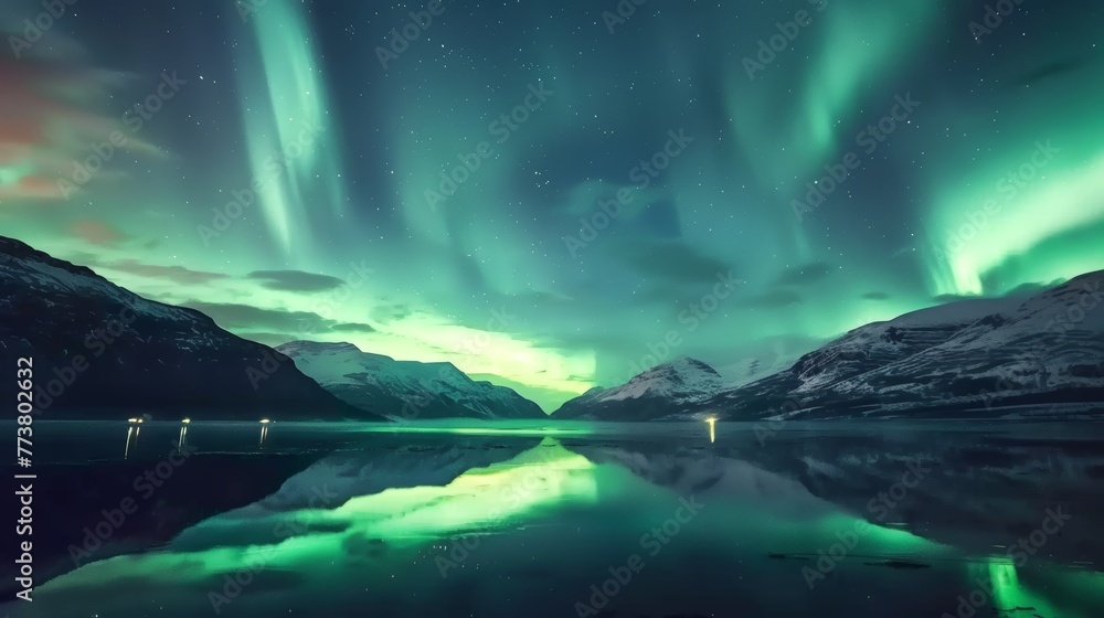 Aurora Adventures Detailed photographs of the aurora borealis and aurora australis capturing the mesmerizing beauty and otherworldly glow  r  AI generated illustration