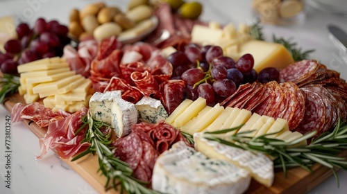 Charcuterie Boards Cinematic shots of artisanal charcuterie boards delivered for elegant entertaining at home  AI generated illustration
