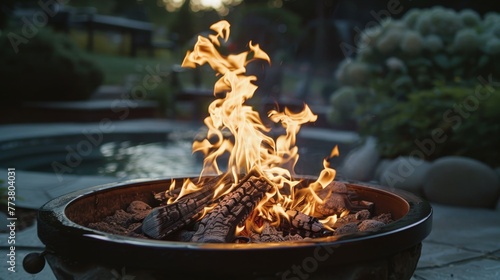 Dancing Flames Cinematic shots of flames flickering and dancing in a fire pit capturing the mesmerizing motion  AI generated illustration
