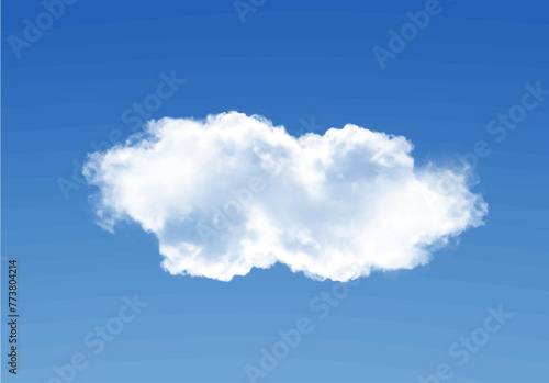 Single white cloud shape isolated over solid background. Cumulus cloud