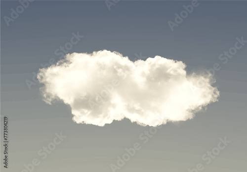 Single white cloud shape isolated over solid background. Cumulus cloud