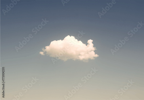 Single white cloud shape isolated over solid background. Cumulus cloud