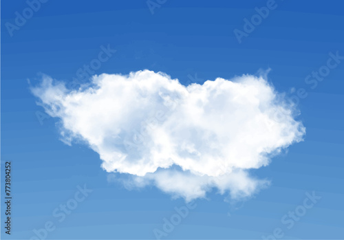 Single white cloud shape isolated over solid background. Cumulus cloud