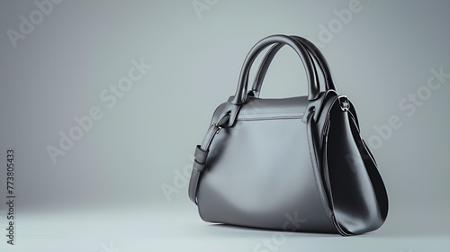 Beautiful trendy smooth youth women's handbag in gray color on a studio background.