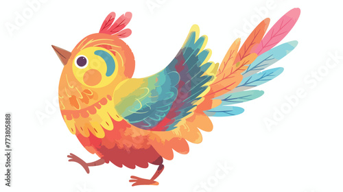 Illustration of funny colorful bird flat vector isolated © RedFish