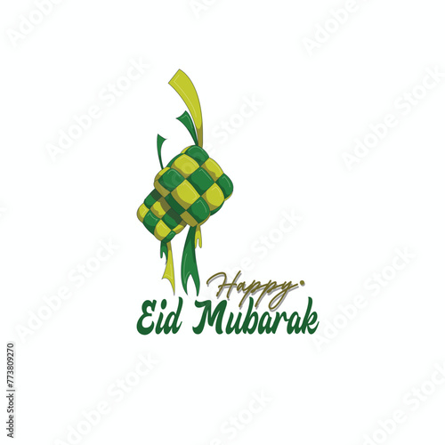 ketupat eid mubarak vector illustration. template design photo