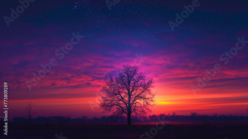 A spectrum of twilight colors - dusky purples, twilight blues, hazy oranges - blending softly agnst the night sky, casting a dreamlike glow that enchants the senses. © Hamza