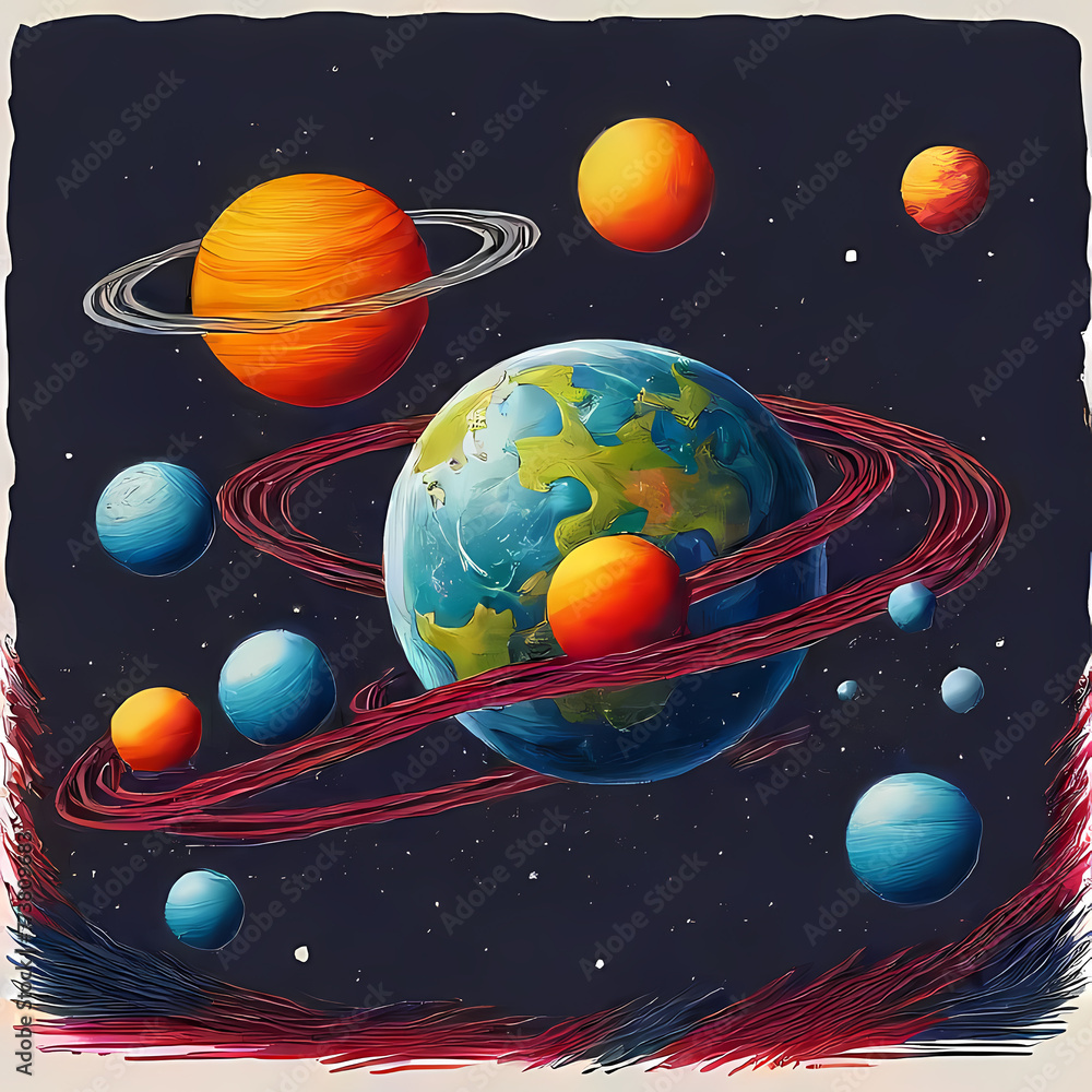 Fototapeta premium universe with some planets