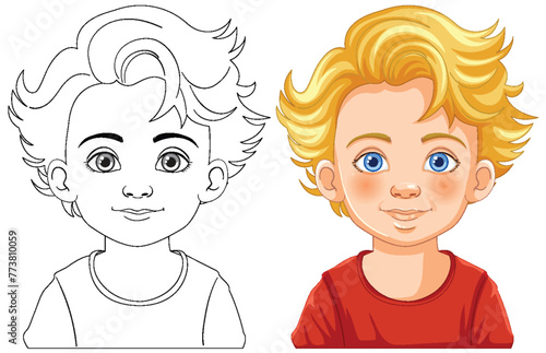 Black and white sketch transforms into color