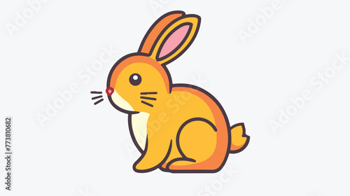 Easter bunny line icon Flat vector isolated on white © Mishab