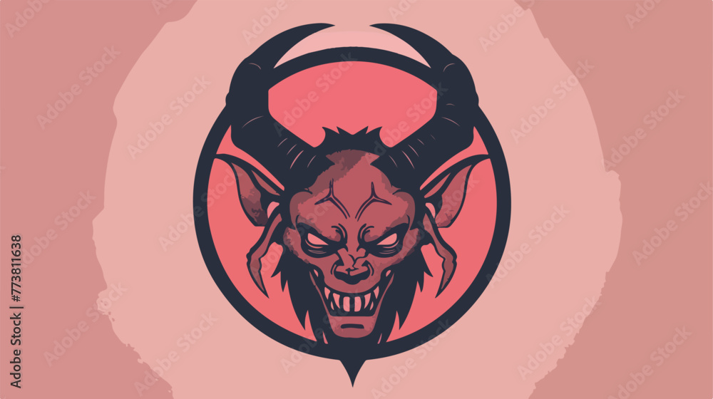 Red demon or devil. Halloween spooky cartoon character