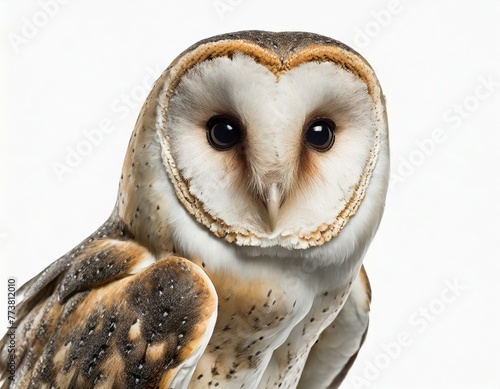 Barn owl, isolated against a white background © Rex Wholster