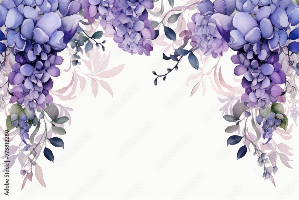 watercolor of wisteria clipart with cascading purple blooms. flowers frame, botanical border, wisteria flowers on an isolated white background, watercolor illustration, botanical painting. watercolor of wisteria clipart with cascading purple blooms. flowers frame, botanical border, wisteria flowers on an isolated white background, watercolor illustration, botanical painting.
