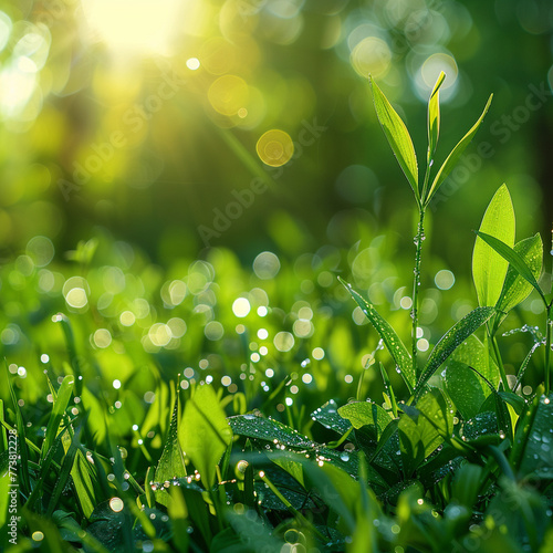 Spring grass, summer background, beautiful blurred background image of spring nature, nature, fresh