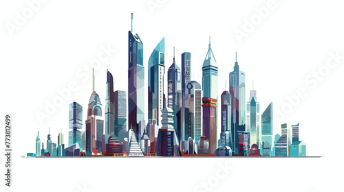rendering fantastic city of the future flat vector isolated