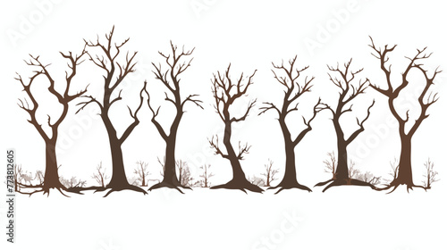 Fototapeta Naklejka Na Ścianę i Meble -  rendering of the barren trees flat vector isolated on