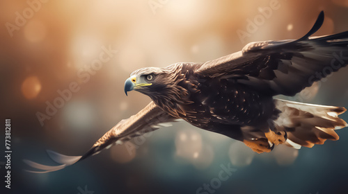 A hunting eagle is flying in the sky generative AI