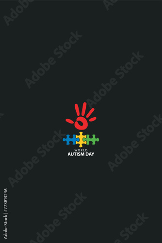 Autism color hand and puzzle. World autism awareness day. vector illustrations © suman