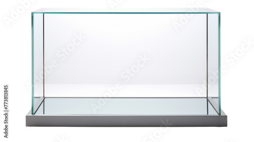 Glass display case on a white background, elegant and striking