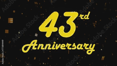 Happy 43rd anniversary 001, motion graphic black background.