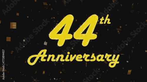 Happy 44th anniversary 001, motion graphic black background.