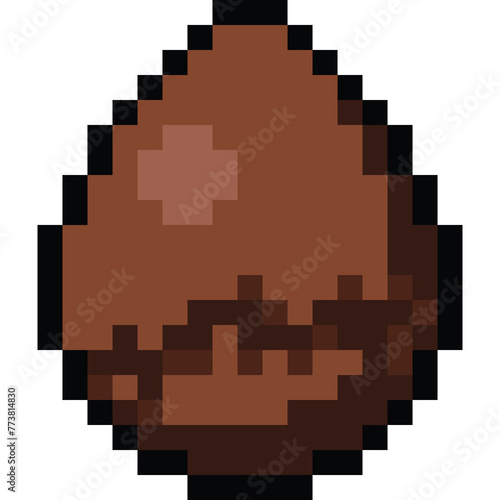 Pixel art chocolate egg cartoon icon photo