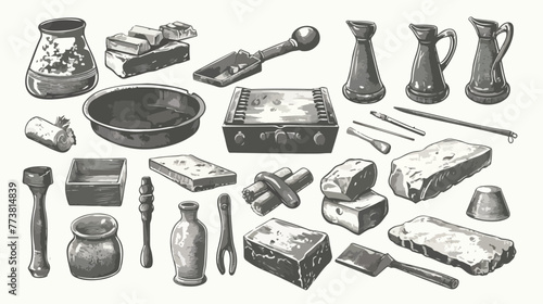 Mold making vintage engraved illustration. Industrial