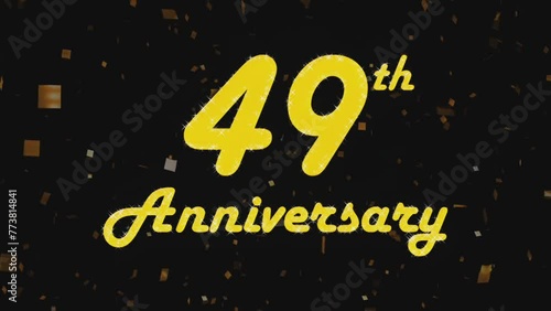 Happy 49th anniversary 001, motion graphic black background.