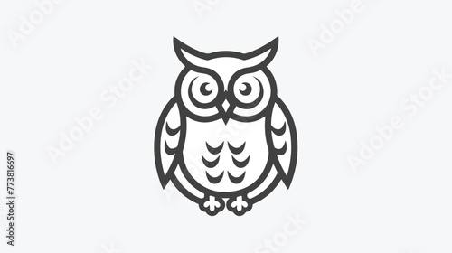 Owl Black Stroke Linear Icon Flat vector isolated on