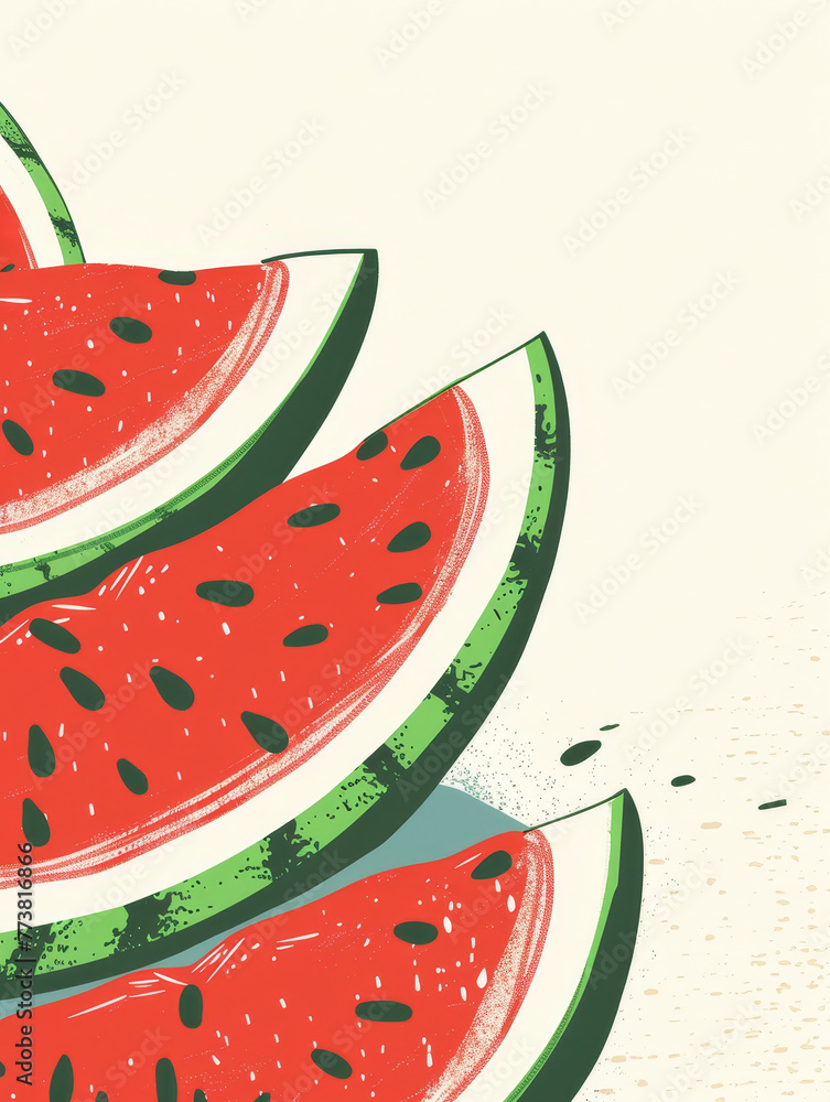 Stylized watermelon slices with clean plain background. Stylized watermelon slices with clean plain background.