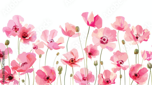 Pink flowers on white background vector illustration