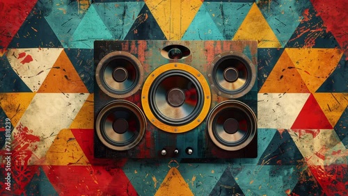 audio music speakers and sub woofers abstract sequence made with AI photo