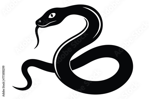 Flat outline snake design, Vector snake outline silhouette shape