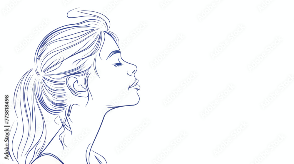 Profile of a girl contour drawing lineart. logo beaut
