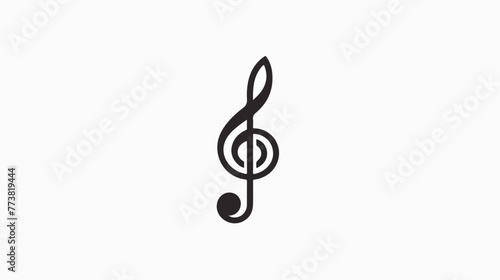 Treble clef black line icon. Music violin clef sign. G