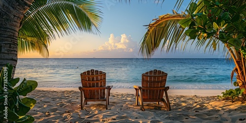 Chairs on tropical beach