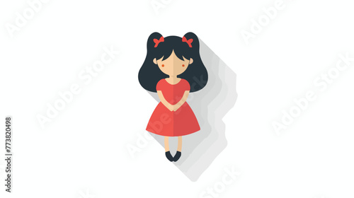 valentines day girl costume flat icon with long shadow © RedFish