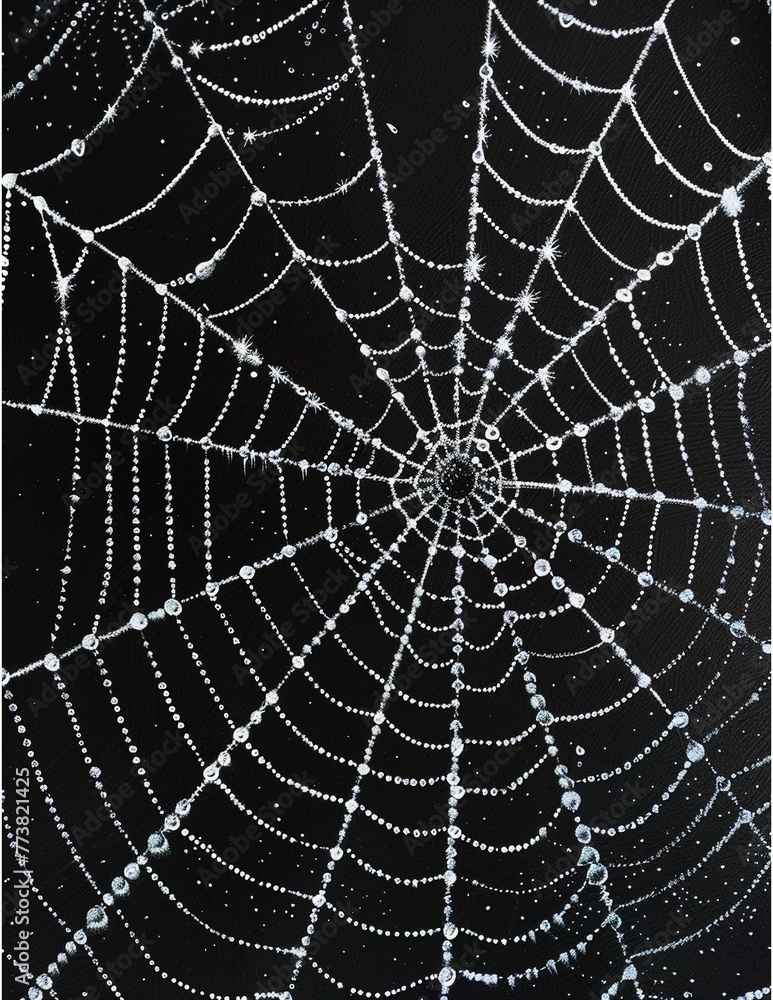 Fototapeta premium Black Book Cover with Spiderweb and Dew Design 