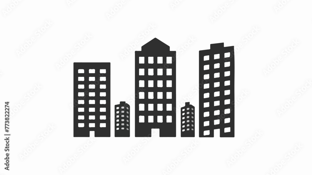 Simple Building Icon black and white  sillouette icon