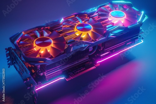 High tech graphic card with colorful cooling system photo