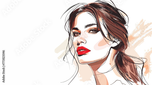 Stylish original hand-drawn graphics portrait white