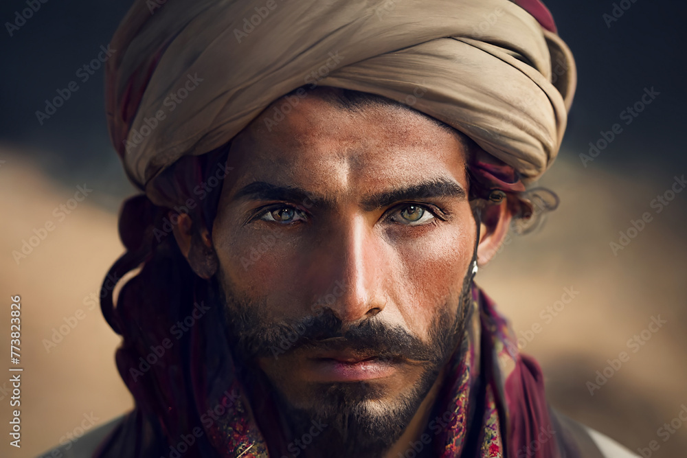 Bedouin, portrait of an Arab man in a turban. Bedouin, portrait of an Arab man in a turban.