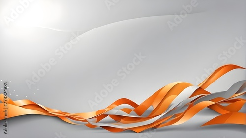 Orange waves and sun beams against an abstract background. Grey ribboned abstract background awareness day.