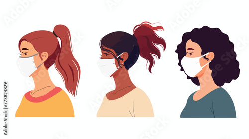 women with protective medical face masks. women wear p